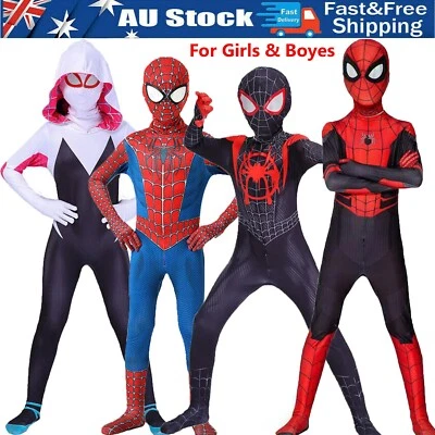 Spiderman Cosplay Girls Kids Boys Costume Venom Miles Gwen Fancy Dress Jumpsuit - image 1 of 4