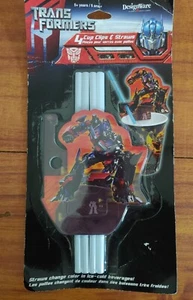 Vintage Transformers Movie 4 Cup Clips & Color Changing Straws Party Supplies - Picture 1 of 2