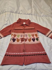 Vintage GYMBOREE Sweater Dress Girl Sz 4 Hearts Valentine Cotton Travel Gift - Picture 1 of 7