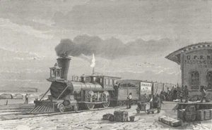 NEBRASKA. Pacific railway. Station, Omaha 1880 old antique print picture - Picture 1 of 1