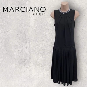 MARCIANO GUESS Womens Black Backless Pleated Midi Dress IT 40 UK 8 - Picture 1 of 6