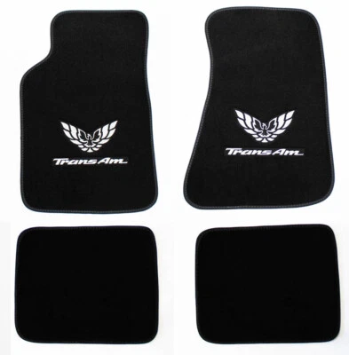 NEW! Carpet Floor Mats 1982-02 PONTIAC FIREBIRD Trans AM Embroidered Logo Silver - Image 1 of 4