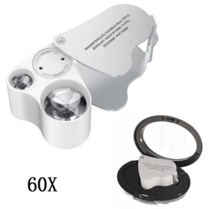 60Fach LED Lupe mit Licht Taschenlupe Vergrösserung Juwelier Uhrmacher mit Licht - Bild 1 von 18