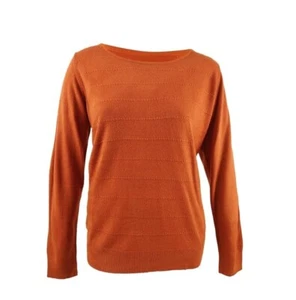 Maglione Karen Scott donna più 2x arancione scuro testurizzato scollo a scoop nuovo con etichette BP58 - Foto 1 di 5