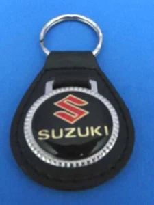 SUZUKI BLACK LEATHER KEYRING KEYFOB #070 - Picture 1 of 1