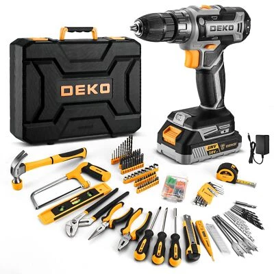 Cordless Drill Tool Kit Set: 20V Power Drill Tool Box with Battery Electric Dril - Image 1 of 4