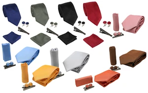 Hombres Textura Auto Patrón Corbata Gemelos Boda Negocios Prendas para el Cuello Conjunto de 4 Piezas de Regalo - Imagen 1 de 60