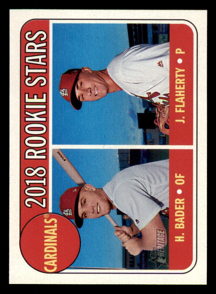2018 Topps Heritage #136 Harrison Bader RC/Jack Flaherty RC - Image 1 of 2