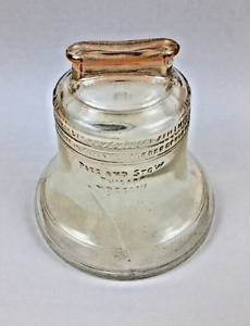 Vintage Light Amber Anchor Hocking Glass Liberty Bell Bank 