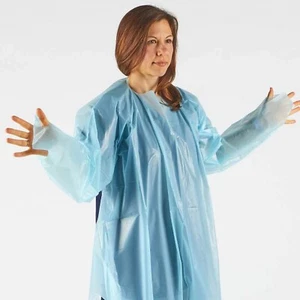 150ct case Polyethylene Level 1 Disposable Non-Surgical Isolation Gowns Blue - Picture 1 of 11