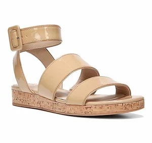 NIB Via Spiga Women's Dianne Sandals Nude Patent Leather Wedge Cork Size 6 36 - Picture 1 of 5