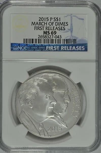 2015 P March of Dimes Uncirculated Silver Dollar NGC MS69 First Releases - Picture 1 of 2
