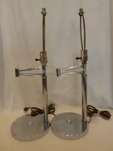 Coppia Vintage Set 2 Lampade da Tavolo Soggiorno Cromato Braccio Oscillante Regolabile 3 Vie - Foto 1 di 10