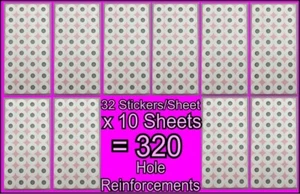 320ct Paper Hole Reinforcements — Label Sticker Binder Ring Punch Hole Protector - Picture 1 of 2