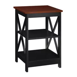 Convenience Concepts End Table 15.75" Shelves Durable Sturdy Wood Cherry/Black - Picture 1 of 5