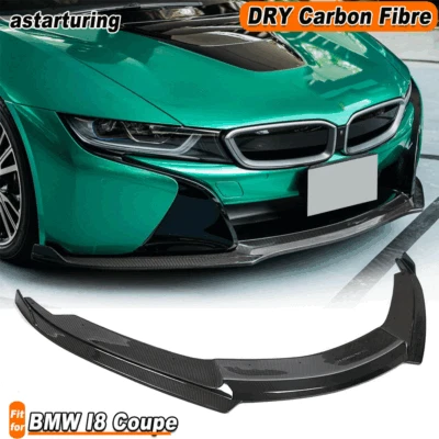 Alerón difusor labial parachoques delantero de fibra de carbono seco para BMW I8 i8 cupé 2014-2020 Foto 1 de 4