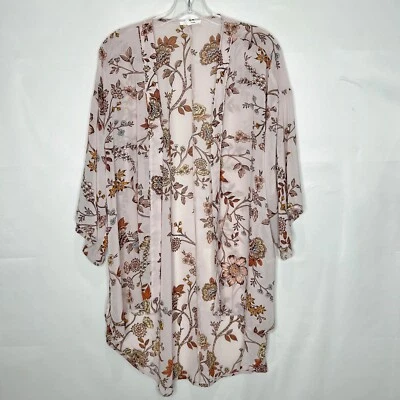 Maurices Mujer Encubrimiento Talla Pequeña Floral Manga Corta Semi Transparente Largo Medio Abierto Foto 1 de 4