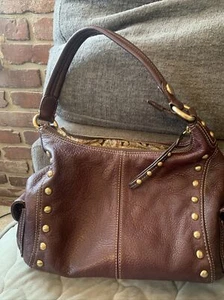 SCARLETT BLAKE, Pebbled, Leather, Handbag. Purple W/ Side Pockets. - Picture 1 of 12