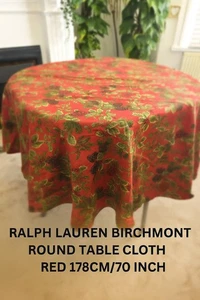 Ralph lauren Birchmont table cloth Round red 178/70inch - Picture 1 of 4