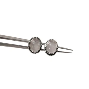 NATURAL ROSE QUARTZ APRIL BIRTH 925 STERLING SILVER BOHEMIAN WOMEN STUD EARRING - Picture 1 of 8