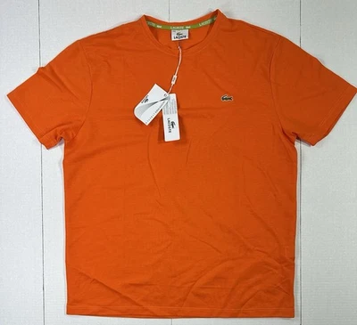 Lacoste Men’s Crewneck T-Shirt Orange XXL New With Tags Classic Croc Logo Tee - Image 1 of 4