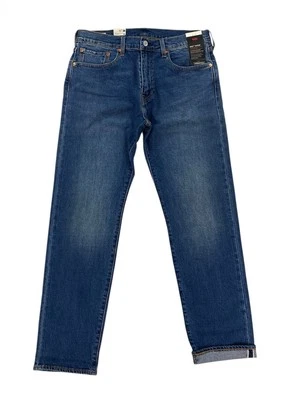 NEW Levi's Strauss Premium 502 Taper Selvedge Medium Blue Mens Denim Jeans - Image 1 of 4