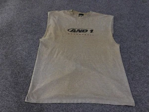AND1 Basketball Shirt Mens 2XL Gray Sleeveless Cut Off Streetwear Gym USA 90s - Picture 1 of 15