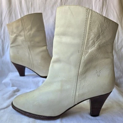 Botines Frye 77088 para mujer de cuero con tacón blanco roto talla 8,5 M Foto 1 de 4