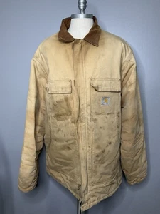 Cappotto Carhartt uomo taglia 52 alto CO3 marrone fodera trapuntata vintage USA - Foto 1 di 6