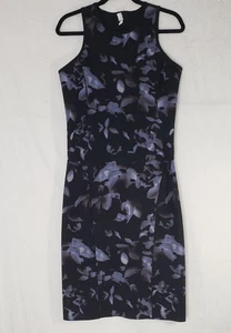 Banana Republic Reversible Pencil Dress W-Med Tall Blk/Floral Neoprene MSRP $128 - Picture 1 of 6