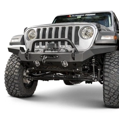 For Jeep Gladiator 20-25 Full Width Black Powder Coated Front Winch HD Bumper Foto 1 de 4