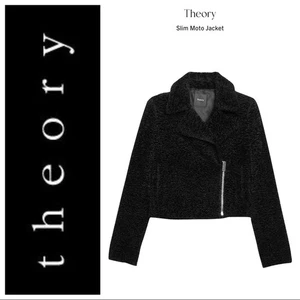 Chaqueta Theory Slim Moto Cremallera en Negro Piel Sintética Repujada Talla 0 Nueva con Etiquetas - Imagen 1 de 16
