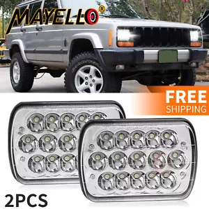 Pair 5x7" 7x6" LED Headlights Hi-Lo For Jeep Wrangler YJ 1986-95 Cherokee XJ DOT - Picture 1 of 9