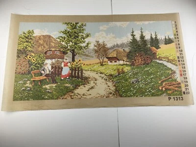 Unbranded Needlepoint Tapestry Canvas Home Cottage Farm 35in By 17in 10 Count - Image 1 of 4