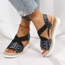 Ladies Comfy Toe Post Slingback Size Womens Low Wedge Heel Sandals T-Bar Shoes