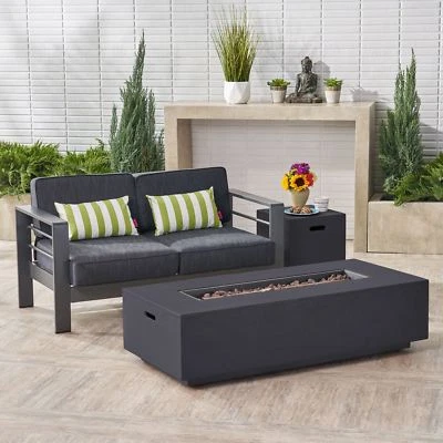 Danae Coral Outdoor Loveseat and Fire Pit Set - Image 1 of 4