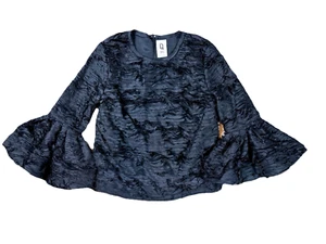 Queen Bee Beverly Hills Formal Top Size Large Black Bell Sleeve Dramatic Layers - Picture 1 of 8