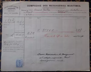 MESSAGERIES MARITIMES~ CONNAISSEMENT "AUSTRALIEN"~A. GUILHOU~MAZAMET~1897~ - Foto 1 di 2
