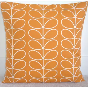 Orange Cushion Cover 16x16 Papaya Orla Kiely Linear Stem Retro 16" - Picture 1 of 2