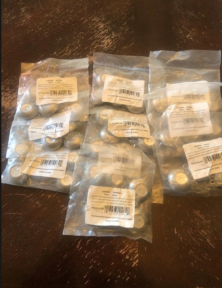 10pk Cushion Sinkers 2 Oz Lead Embedded Eyelet for Fishing 4 per Bag