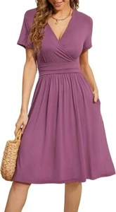 NWT WEACZZY Women's Sz 3X Swing A-Line Dress V-neck So soft empire waist - Picture 1 of 6