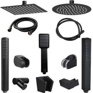 Mattschwarze Duschköpfe, Schläuche, Halterungen & Duschhörer eckig & rund Stil - Bild 1 von 27