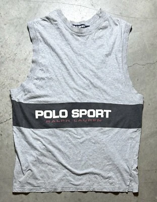 Винтажная футболка 90-х Polo Sport Ralph Lauren с надписью без рукавов размер XL - Изображение 1 из 4