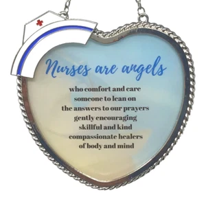 Nurses are Angels - Enameled Nurse's Hat Accent with Silver Chain to Hang #2705 - Picture 1 of 7