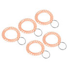5pcs Stretchable Wristband Wristlet TPU Spiral Coil Keychain Clear Light Orange