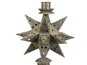 Antique Art and Craft Tin Candle Holder - Picture 1 of 4