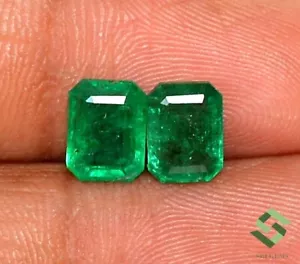 Par de piedras preciosas sueltas sin tratar 8x6 mm esmeralda natural corte octágono 2,89 CTS Zambia - Imagen 1 de 10