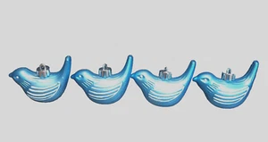 Juego de 4 Adornos Turquesa/Azul Pájaro Navidad Shabby Chic Artístico - Imagen 1 de 8