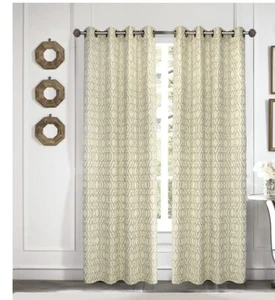 Ivory Quatrefoil Embroidery Curtains Panels 95 Light Filtering… - Picture 1 of 5