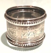 Vintage Antique Silver Plated Monogrammed Napkin Ring Holder Old Decor Flatware